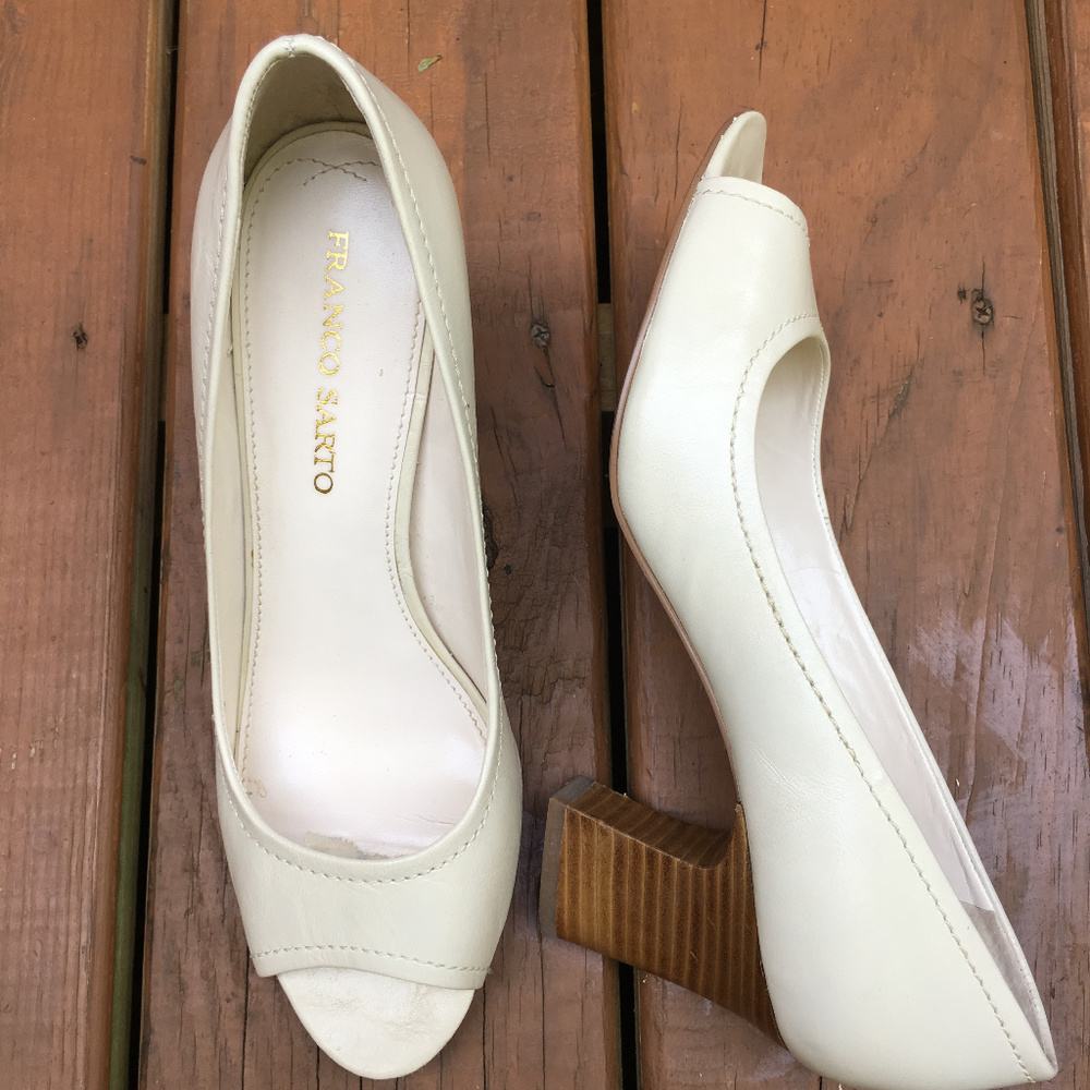 Franco Sarto Felidia Pumps Peep Toe Ivory Bone 10M - Picture 3 of 6